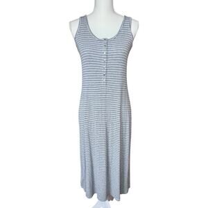 Athleta Hermosa Grey and Black Striped Henley Midi Dress - Size Small